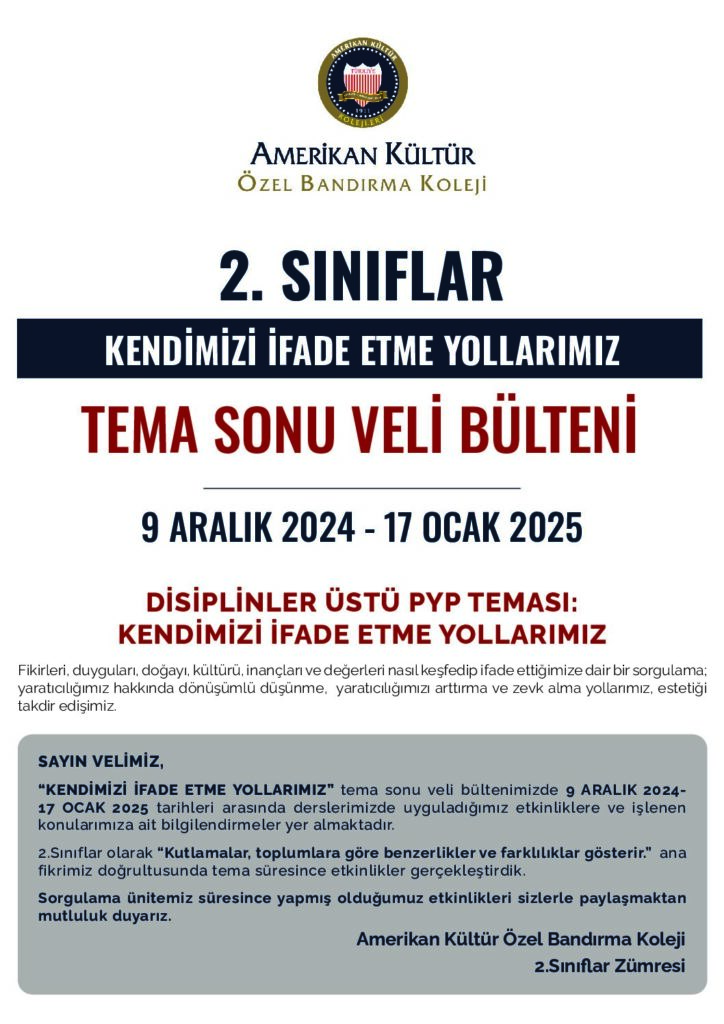 thumbnail of 2.SINIF KENDİMİZİ İFADE ETME YOLLARIMIZ TEMA SONU VELİ BÜLTENİ