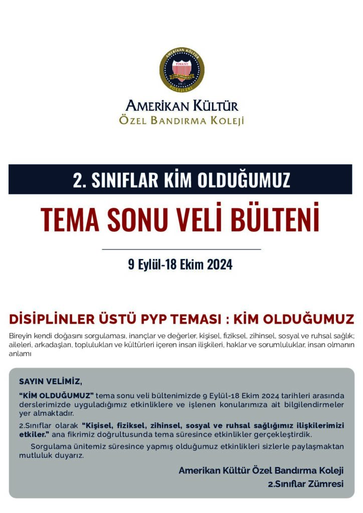 thumbnail of 2.SINIFLAR KİM OLDUĞUMUZ TEMA SONU VELİ BÜLTENİ