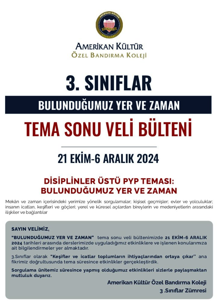 thumbnail of 3.SINIF BULUNDUĞUMUZ YER VE ZAMAN TEMA SONU VELİ BÜLTENİ
