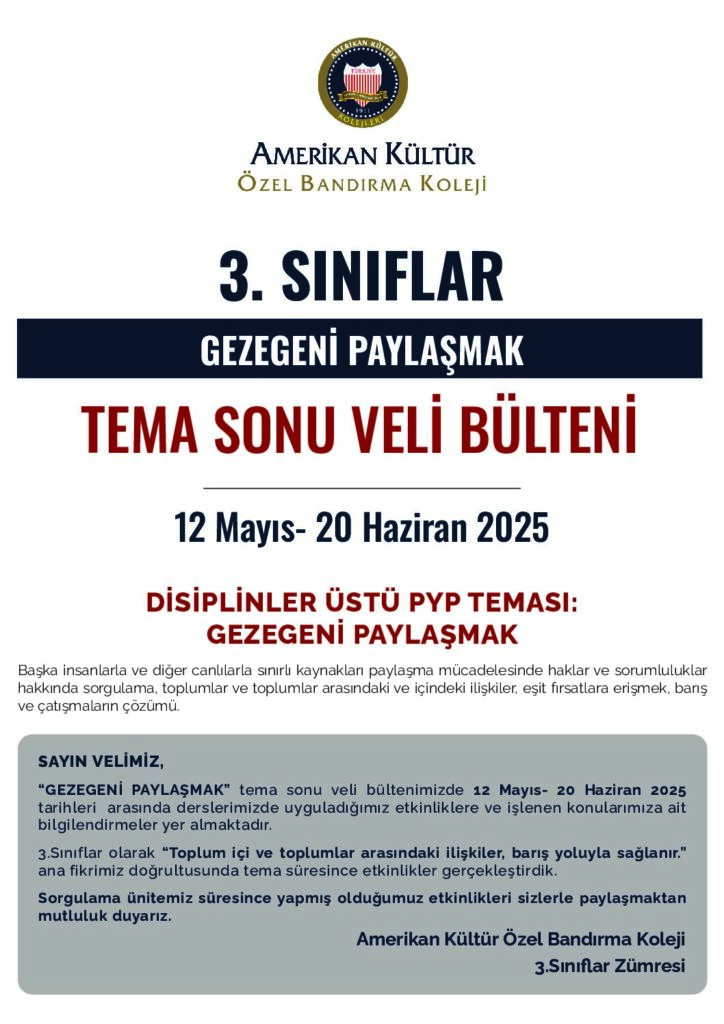 thumbnail of 3.SINIF GEZEGENİ PAYLAŞMAK VELİ BÜLTENİ