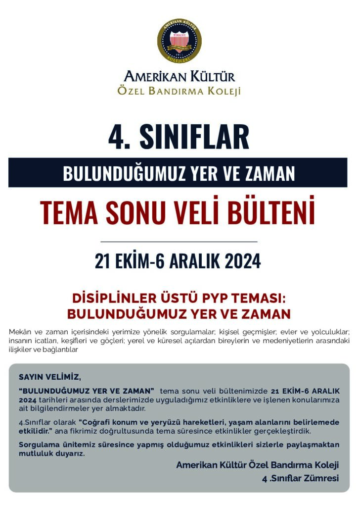 thumbnail of 4.SINIF BULUNDUĞUMUZ YER VE ZAMAN TEMA SONU VELİ BÜLTENİ