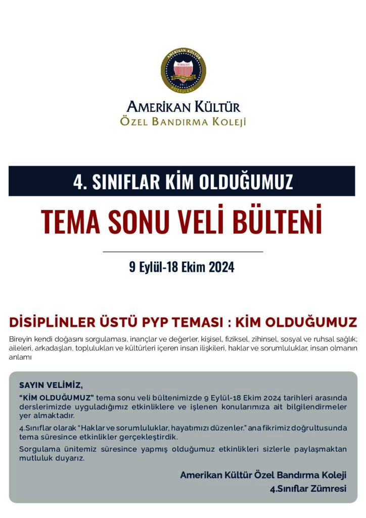 thumbnail of 4.SINIFLAR KİM OLDUĞUMUZ TEMA SONU VELİ BÜLTENİ