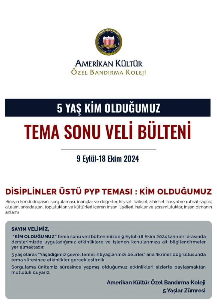 thumbnail of 5 Yaş KİM OLDUĞUMUZ TEMA SONU VELİ BÜLTENİ