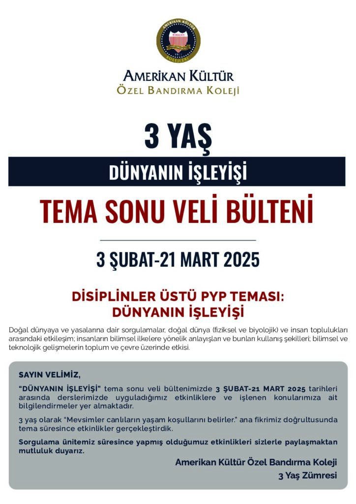 thumbnail of ANAOKULU 3 YAŞ DÜNYANIN İŞLEYİŞİ TEMA SONU VELİ BÜLTENİ